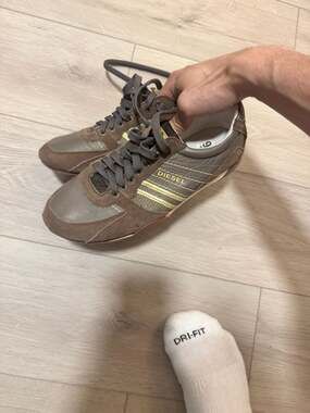 Diesel Brown Suede and Leather Sneakers Womens Size 9